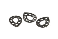 Black Drop Charm, 12 Oxidized Black Brass Drop Shaped Charms With 1 Hole, Pendants, Earrings, Findings (24x19x0.80mm) D851 S984