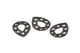 Black Drop Charm, 12 Oxidized Black Brass Drop Shaped Charms With 1 Hole, Pendants, Earrings, Findings (24x19x0.80mm) D851 S984