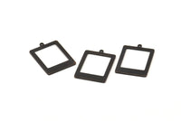Siyah Dikdörtgen Charm, 1 Döngülü 12 Oksitlenmiş Siyah Pirinç Dikdörtgen Charm, Küpeler, Bulgular (20x14x0,80 mm) D877 S983