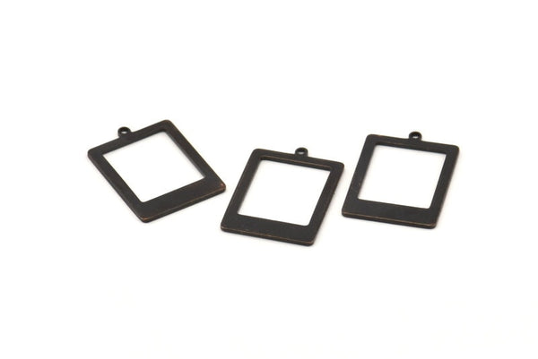 Siyah Dikdörtgen Charm, 1 Döngülü 12 Oksitlenmiş Siyah Pirinç Dikdörtgen Charm, Küpeler, Bulgular (20x14x0,80 mm) D877 S983