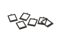 Siyah Dikdörtgen Charm, 1 Döngülü 12 Oksitlenmiş Siyah Pirinç Dikdörtgen Charm, Küpeler, Bulgular (20x14x0,80 mm) D877 S983