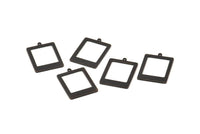 Siyah Dikdörtgen Charm, 1 Döngülü 12 Oksitlenmiş Siyah Pirinç Dikdörtgen Charm, Küpeler, Bulgular (20x14x0,80 mm) D877 S983