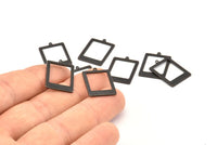 Siyah Dikdörtgen Charm, 1 Döngülü 12 Oksitlenmiş Siyah Pirinç Dikdörtgen Charm, Küpeler, Bulgular (20x14x0,80 mm) D877 S983