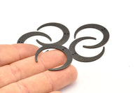 Black Moon Charm, 8 Oxidized Black Brass Textured Crescent Moon Charms With 2 Holes, Connectors (27x25x1mm) D0761 S994