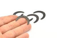 Black Moon Charm, 12 Oxidized Black Brass Crescent Moon Charms With 4 Holes, Connectors (28x19x0.60mm) D915 S989