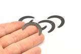 Black Moon Charm, 12 Oxidized Black Brass Crescent Moon Charms With 4 Holes, Connectors (28x19x0.60mm) D915 S989