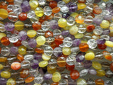 Mix 8 Mm Coin Faceted Gemstone Beads 15.5 Inches Full Strand G104