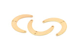 Gold Moon Charm, 6 Gold Plated Brass Crescent Moon Charms With 4 Holes, Connectors (28x19x0.60mm) D914 H0895