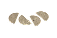 Semi Circle Charm, 8 Antique Silver Plated Brass Textured Half Moon Blanks With 1 Hole, Earrings, Pendants (24x13x0.80mm) D906 H0828