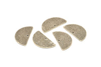 Semi Circle Charm, 8 Antique Silver Plated Brass Textured Half Moon Blanks With 1 Hole, Earrings, Pendants (24x13x0.80mm) D906 H0828