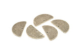 Semi Circle Charm, 8 Antique Silver Plated Brass Textured Half Moon Blanks With 1 Hole, Earrings, Pendants (24x13x0.80mm) D906 H0828
