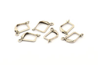 Plain Leverback Earring, 50 Antique Silver Plated Brass Plain Leverback Earring Findings (13x10mm) Brsl 90 A0961 H0829