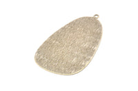 Silver Drop Charm, 2 Antique Silver Plated Brass Textured Drop Shaped Charms With 1 Loop, Pendants,Findings (53x30x0.50mm) D876 H0831