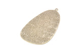 Silver Drop Charm, 2 Antique Silver Plated Brass Textured Drop Shaped Charms With 1 Loop, Pendants,Findings (53x30x0.50mm) D876 H0831
