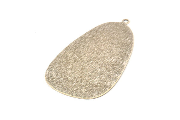 Silver Drop Charm, 2 Antique Silver Plated Brass Textured Drop Shaped Charms With 1 Loop, Pendants,Findings (53x30x0.50mm) D876 H0831