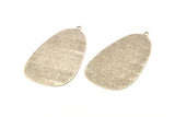 Silver Drop Charm, 2 Antique Silver Plated Brass Textured Drop Shaped Charms With 1 Loop, Pendants,Findings (53x30x0.50mm) D876 H0831