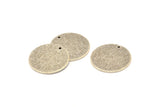 Silver Round Tag, 4 Antique Silver Plated Brass Textured Round Stamping Blanks With 1 Hole, Charms, Pendants, Findings (21x1mm) D0763