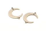 Silver Moon Charm, 12 Antique Silver Plated Crescent Moon Charms With 2 Loops and 1 Hole, Connectors (22x17x1mm) D0765 H0811