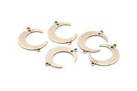 Silver Moon Charm, 12 Antique Silver Plated Crescent Moon Charms With 2 Loops and 1 Hole, Connectors (22x17x1mm) D0765 H0811