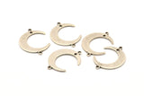 Silver Moon Charm, 12 Antique Silver Plated Crescent Moon Charms With 2 Loops and 1 Hole, Connectors (22x17x1mm) D0765 H0811