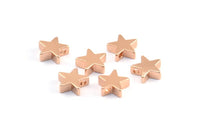 Rose Gold Star Bead, 12 Rose Gold Plated Brass Star Spacer Beads, Spacer Charms, Star Charms (8x2.6mm) D0126