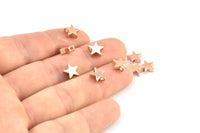 Rose Gold Star Bead, 12 Rose Gold Plated Brass Star Spacer Beads, Spacer Charms, Star Charms (8x2.6mm) D0126