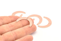 Rose Gold Moon Charm, 6 Rose Gold Plated Brass Crescent Moon Charms With 4 Holes, Connectors (28x19x0.60mm) D914 H0895
