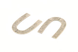 Silver Geometric Charm, 8 Antique Silver Plated Brass Textured U Shaped Pendants With 2 Holes, Charms, Findings (35x27x0.50mm) D0751 H0842