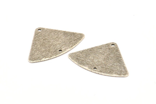 Gümüş Geometrik Charm, 2 Delikli 10 Antik Gümüş Kaplamalı Pirinç Dokulu Fan Bağlantısı, Küpeler, Bulgular (18x26x0,60mm) D903 H0843