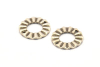 Silver Ring Charm, 8Antique Silver Plated Brass Wavy Round Connectors With 2 Holes, Findings (18x1mm) D892 H0856