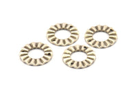 Silver Ring Charm, 8Antique Silver Plated Brass Wavy Round Connectors With 2 Holes, Findings (18x1mm) D892 H0856