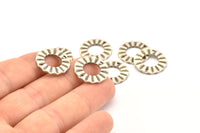 Silver Ring Charm, 8Antique Silver Plated Brass Wavy Round Connectors With 2 Holes, Findings (18x1mm) D892 H0856