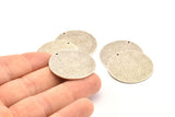 Silver Round Tag, 2 Antique Silver Plated Brass Textured Round Stamping Blanks With 1 Hole, Charms, Pendants, Findings (30x1mm) D0810