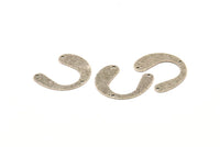 Silver Geometric Charm, 12 Antique Silver Plated Brass Textured U Shaped Pendants With 3 Holes, Charms, Findings (20x24x0.60mm) D908 H0862