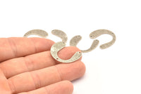 Silver Geometric Charm, 12 Antique Silver Plated Brass Textured U Shaped Pendants With 3 Holes, Charms, Findings (20x24x0.60mm) D908 H0862