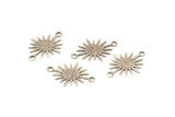 Silver Sunny Connector, 50 Antique Silver Plated Brass Textured Sunny Connectors With 2 Loops (18x13x0.50mm) D0733 H0878