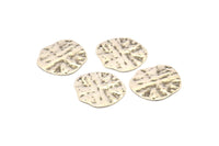 Silver Disc Charms, 10 Hammered Antique Silver Plated Disc Charms With 1 Hole, Earrings, Pendants, Findings (21x20x0.60mm) D0677 H0871