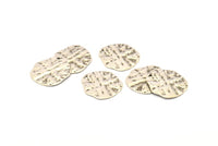 Silver Disc Charms, 10 Hammered Antique Silver Plated Disc Charms With 1 Hole, Earrings, Pendants, Findings (21x20x0.60mm) D0677 H0871