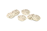 Silver Disc Charms, 10 Hammered Antique Silver Plated Disc Charms With 1 Hole, Earrings, Pendants, Findings (21x20x0.60mm) D0677 H0871