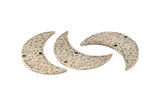 Gümüş Ay Tılsımı, 2 Delikli Çekiçlenmiş Antik Gümüş Kaplama Pirinç Aylar, Boynuz Kolye Tılsımı (40x15x1mm) N0934