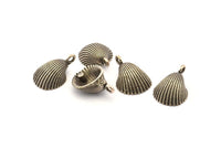 Gümüş Deniz Kabuğu Tılsımı, 1 Halkalı 2 Antik Gümüş Kaplama Pirinç Deniz Kabuğu Tılsımı, Kolye Uçları, Küpeler, Bulgular (16x22mm) N0905