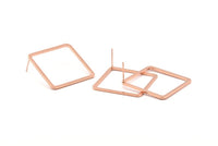 Rose Gold Square Earring, 2 Rose Gold Plated Brass Square Stud Earrings (30x2x1mm) BS 2307 A1171 Q0994