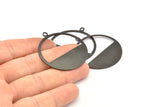 Black Round Charm, 4 Oxidized Black Brass Round Charms With 1 Loop, Earrings, Pendants, Findings (41x38x0,80mm) D0693 S1003