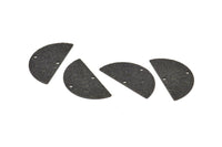 Black Semi Circle Charm, 12 Oxidized Black Brass Textured Half Moon Blanks With 2 Holes, Earrings, Pendants (25x12x0.60mm) D0792 S1002