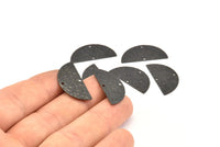 Black Semi Circle Charm, 12 Oxidized Black Brass Textured Half Moon Blanks With 2 Holes, Earrings, Pendants (25x12x0.60mm) D0792 S1002
