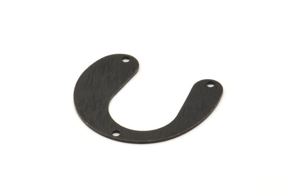 Black Geometric Charm, 12 Oxidized Black Brass Textured U Shaped Pendants With 3 Holes, Charms, Findings (20x24x0.60mm) D908 S1001