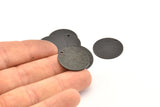 Black Round Tag, 4 Oxidized Black Brass Textured Round Stamping Blanks With 1 Hole, Charms, Pendants, Findings (21x1mm) D0763 S1000