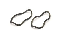 Black Oval Connector, 12 Oxidized Black Brass Wavy Oval Connectors Without Hole, Findings (35x19x0.80mm) D0780 S999