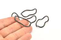 Black Oval Connector, 12 Oxidized Black Brass Wavy Oval Connectors Without Hole, Findings (35x19x0.80mm) D0780 S999