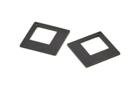Black Square Charm, 4 Oxidized Black Brass Square Charms With 1 Hole, Pendants, Earrings (23x1mm) D0756 S998
